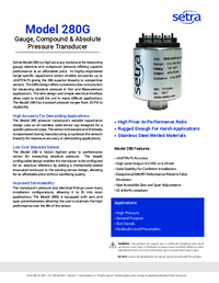 Thumbnail of document Data Sheet - 280G Gauge Pressure Transducer